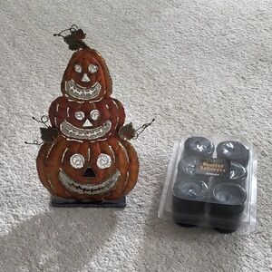 Stacked Pumpkin Votive Candle Holder & 6 Votive Candles